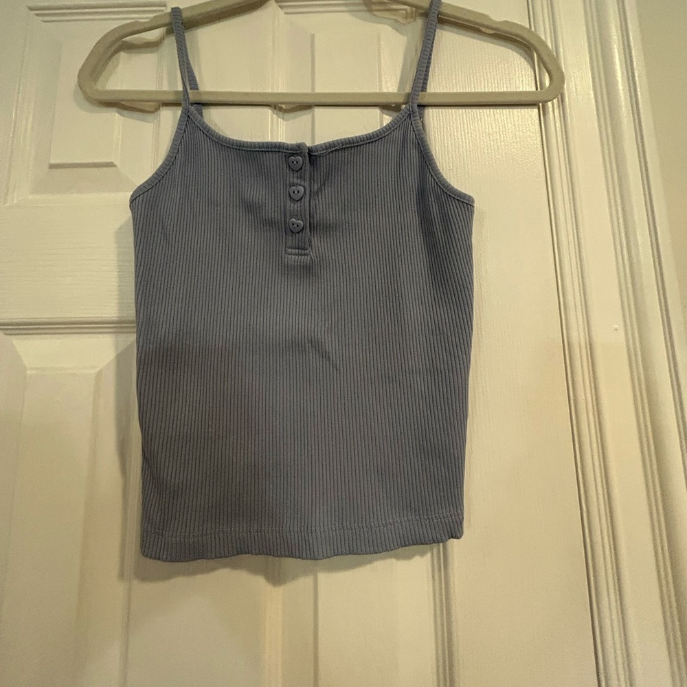 Size medium navy heart button ribbed tank top